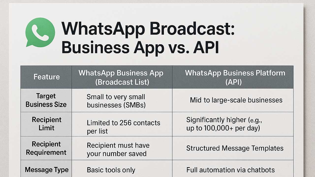 WhatsApp Broadcast: Comparing the Business App List vs. the Business Platform (API)